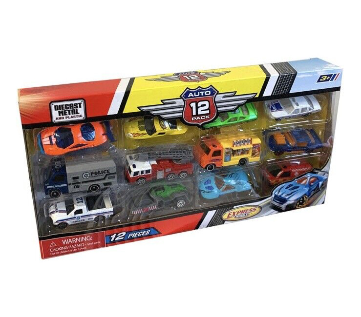 Die Cast 12-Piece Toy Vehicles Metal and Plastic Express Wheels Set New