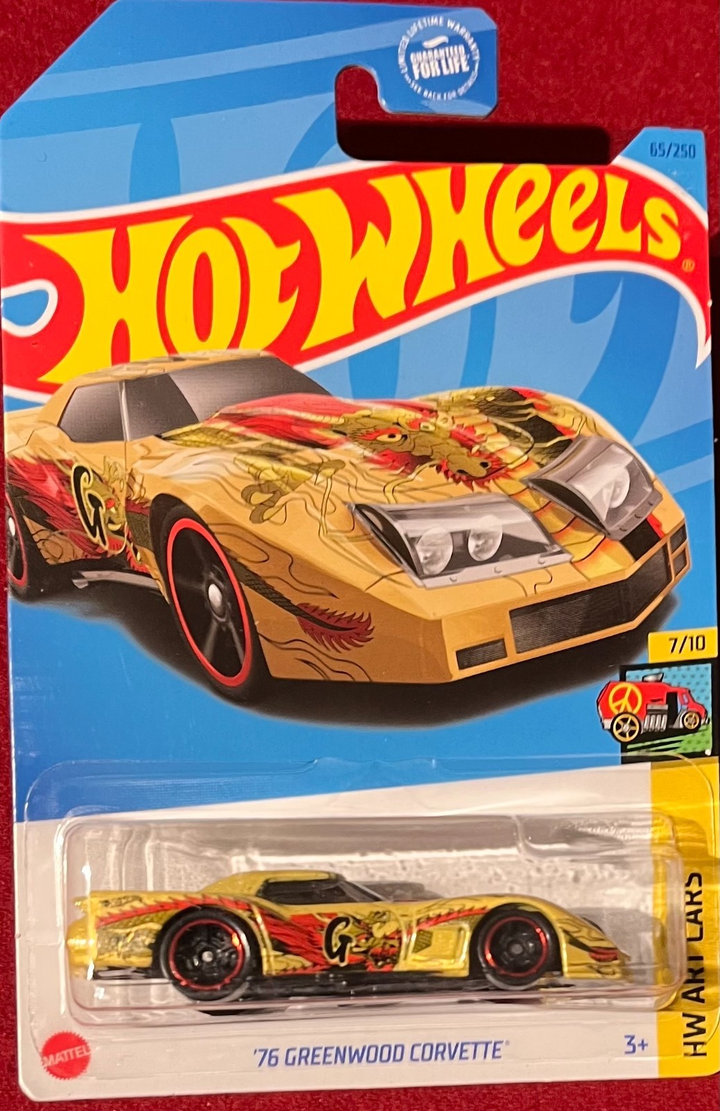 HOT WHEELS ART CARS ’76 GREENWOOD CORVETTE YELLOW 65/250. SEE COMBINED OFFERS!