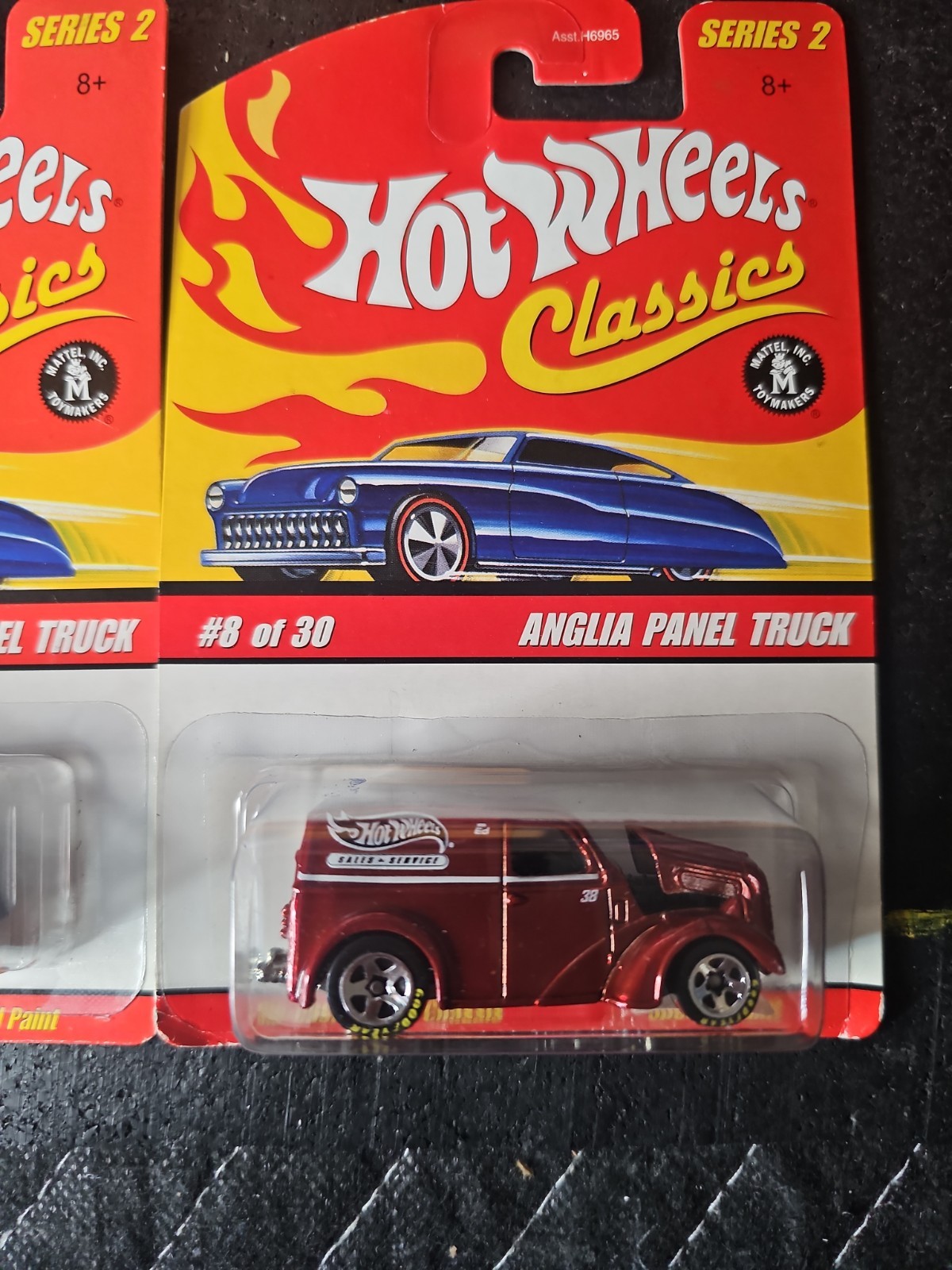 (2) 2005 HOT WHEELS ANGLIA PANEL TRUCKS, #8/30 CLASSICS SERIES 2, SPECTRAFLAME