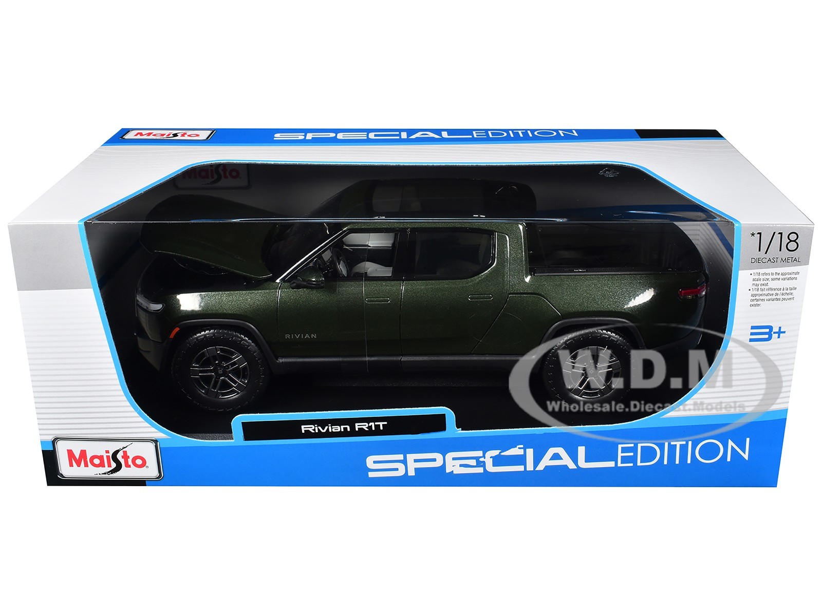 RIVIAN R1T PICKUP DARK GREEN 1/18 DIECAST MODEL BY MAISTO 31466
