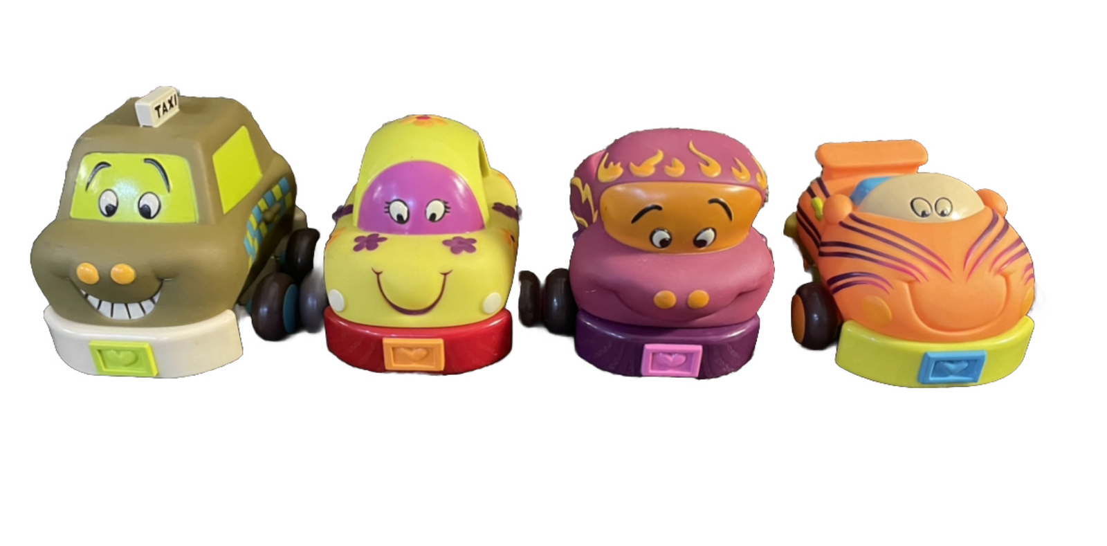Just B You Brand – Pull Back & Go Rubber Cars – Friction Toys – Set Of 4