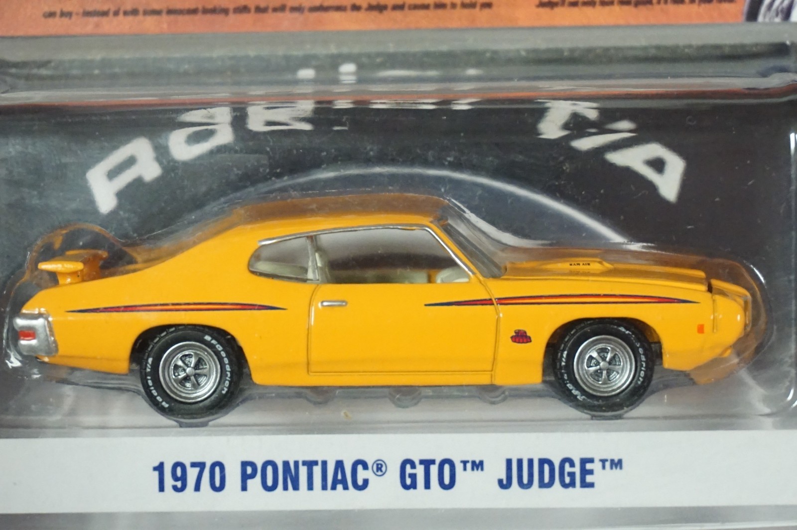 1/64 Greenlight 1970 Pontiac GTO Judge Orange Car BF Goodrich Ad Hobby Exclusive
