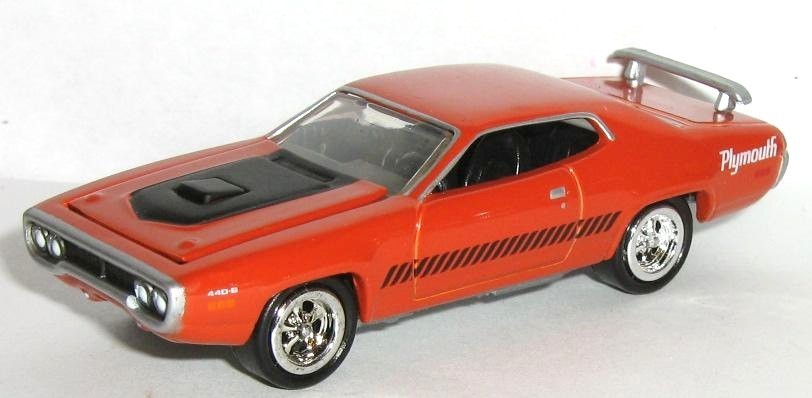 1/64 = 1971 71 PLYMOUTH ROAD RUNNER / AIR GRABBER / Hood Open Diecast Muscle Car