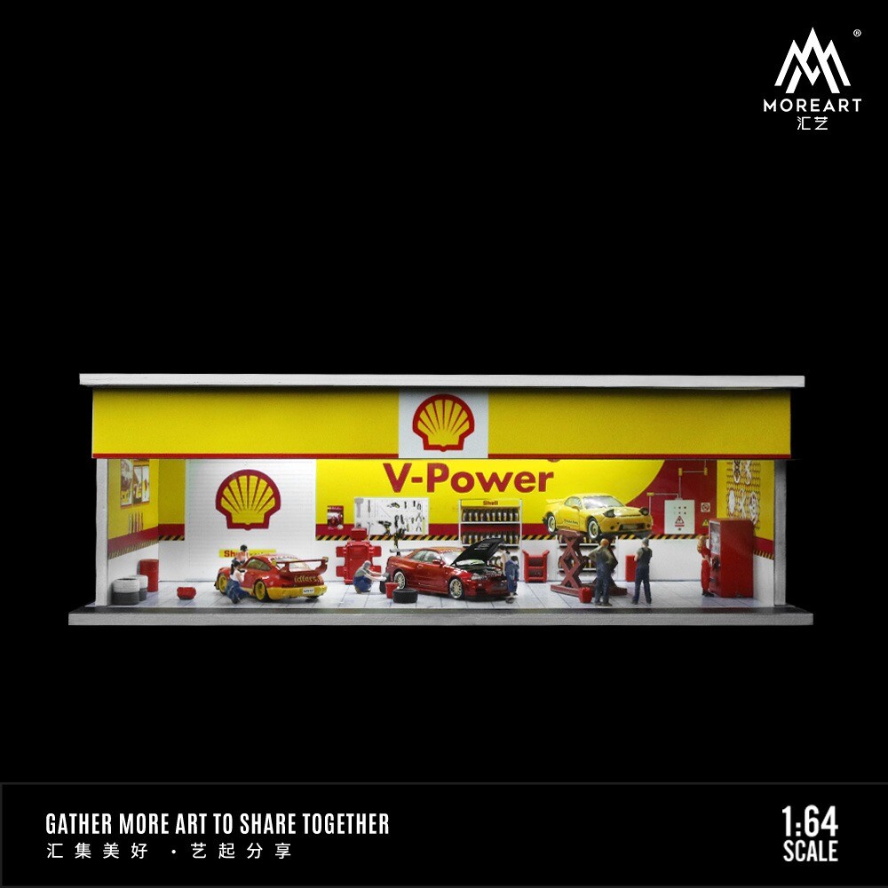 1/64 Diorama Die-cast Car Garage Model LED Lighting City Parking Lot Scene Model