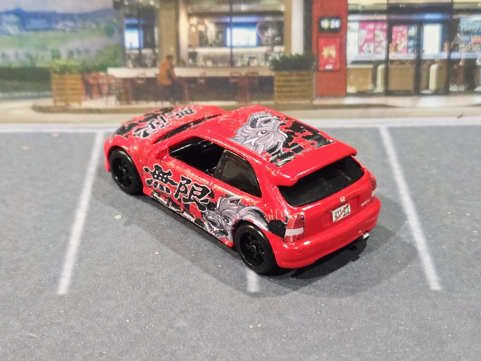 😎👍 CUSTOM Hot Wheels ’99 Honda Civic Type R (EK9) New Red Paint Real Riders