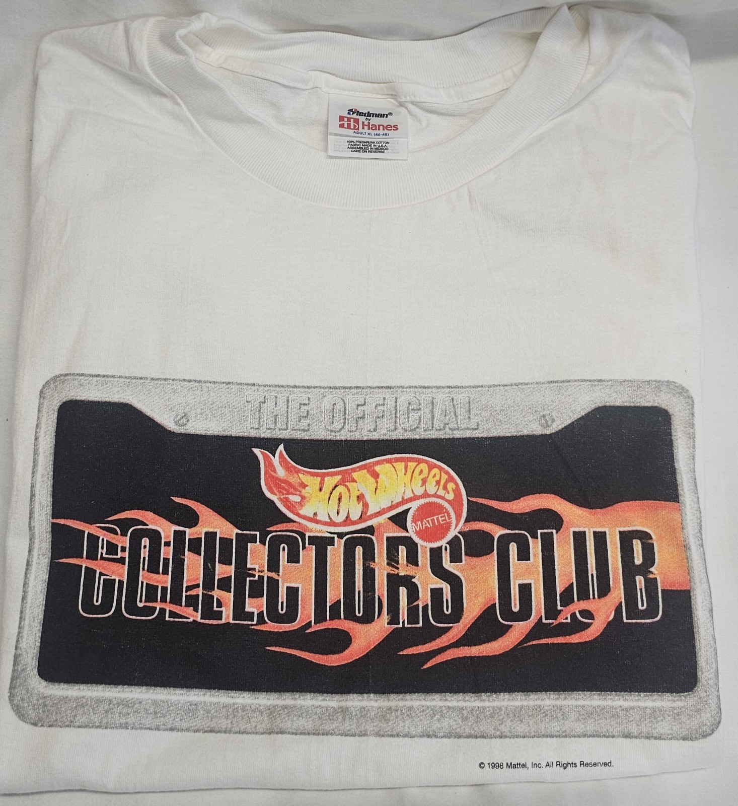 NOS Vintage 1998 Hot Wheels License Plate Frame Collectors Club T-Shirt Size XL