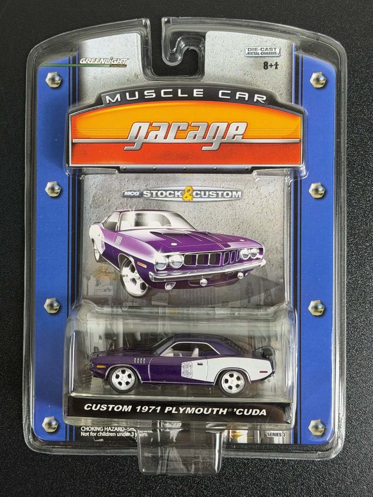Greenlight Muscle Car Garage Custom 1971 Plymouth Cuda Purple 1:64 2007 NIP