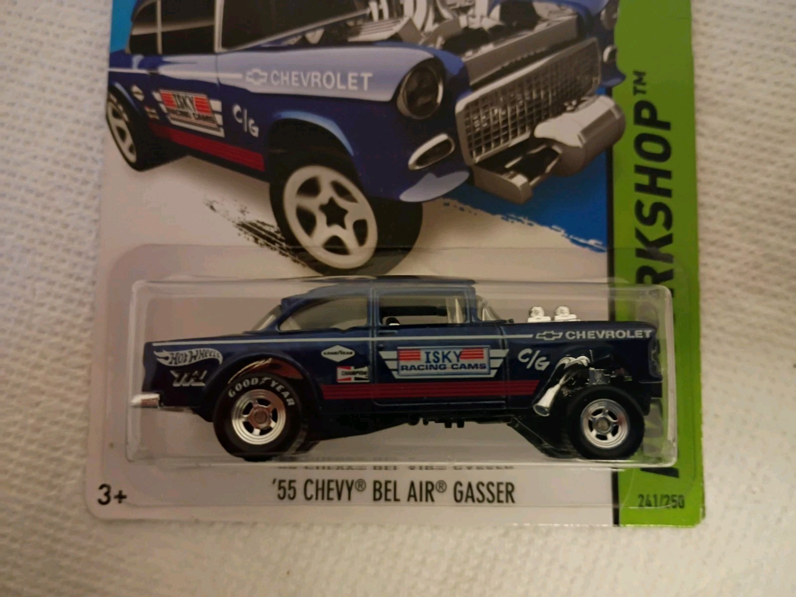 HOT WHEELS 2014 SUPER TREASURE HUNT ’55 CHEVY BEL AIR GASSER Sm Crease On Card
