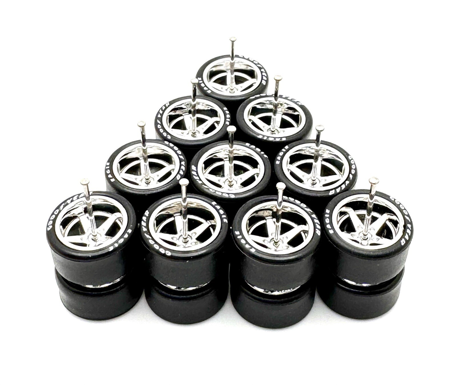 5x PACK Deep Dish Chrome Wheels FITS 07 SILVERADO Lettered Rubber Tire for 1/64