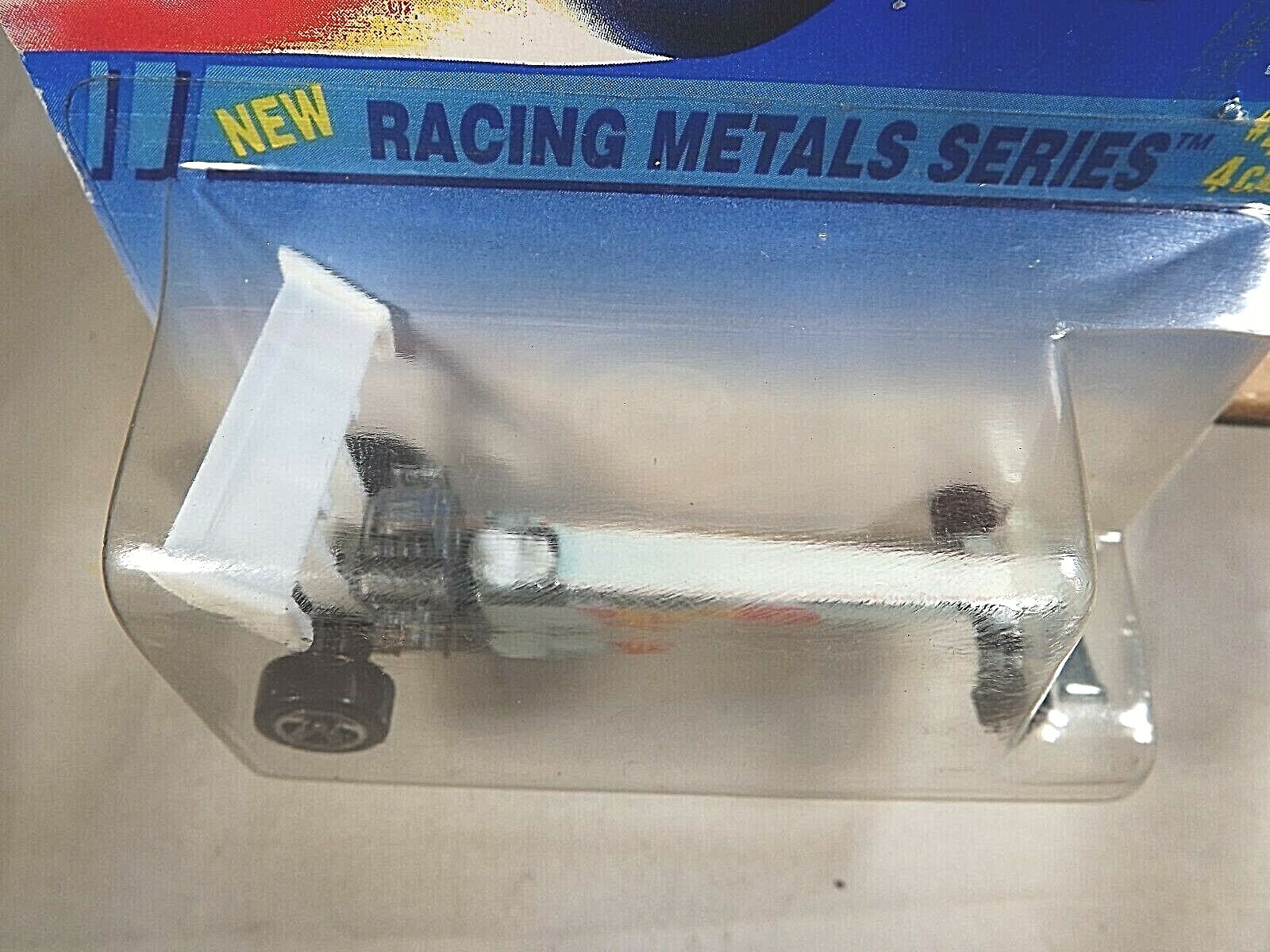 1995 Hot Wheels #340 Racing Metals Series 4/4 DRAGSTER Chrome White-Wing w5-MWSp
