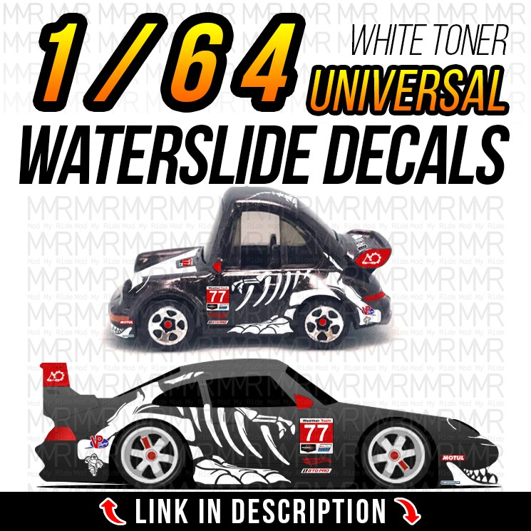 1/64 Scale PORSCHE REXY ROXY Custom White Toner Universal WaterSlide Decals for