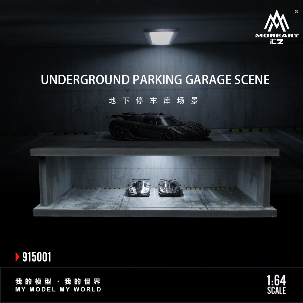 Diorama 1/64 Diecast Garage Model LED Lighting Parking Lot Display Case Scene