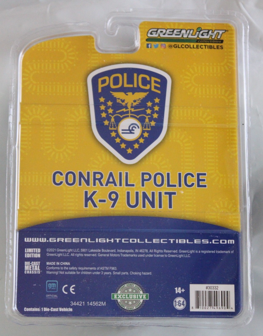 1990 GMC JIMMY CONRAIL RAILROAD POLICE K-9 UNIT 1/64 scale Diecast NEW 30332