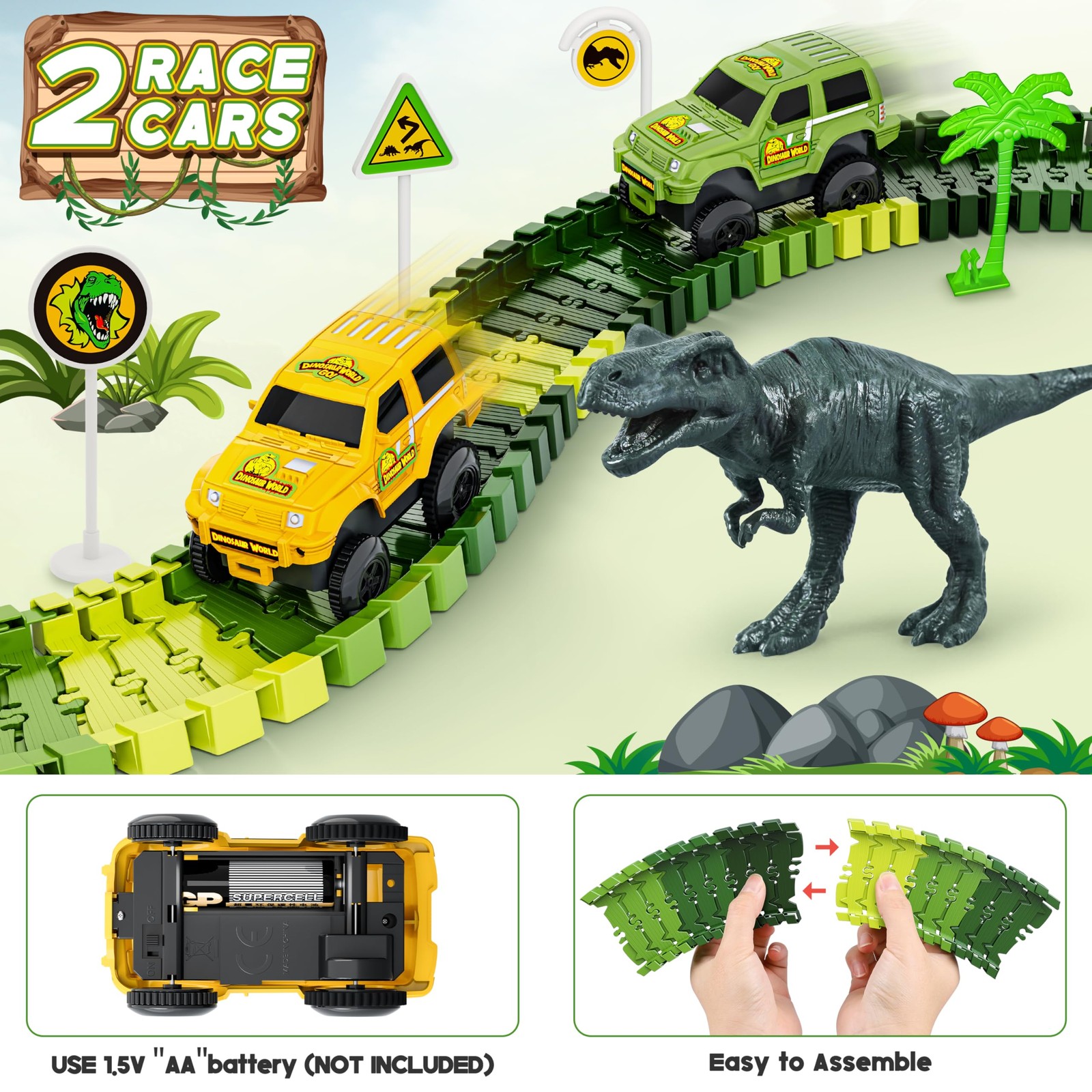 Dinosaur Track Set: 271 PCS Race Cars & Toys for Kids Ages 3-8