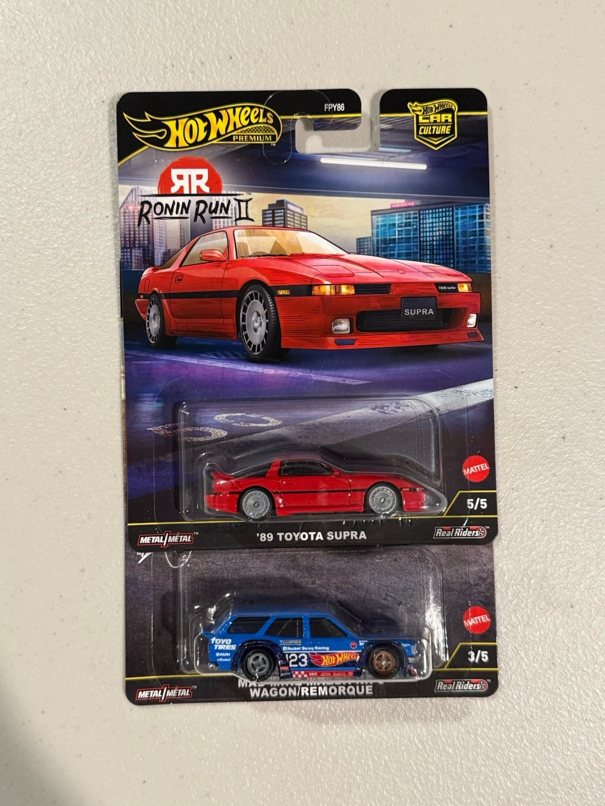 Hot Wheels Premium Ronin Run 2 Mad Mike Mazda RX-3 Wagon & 89 Toyota Supra Combo