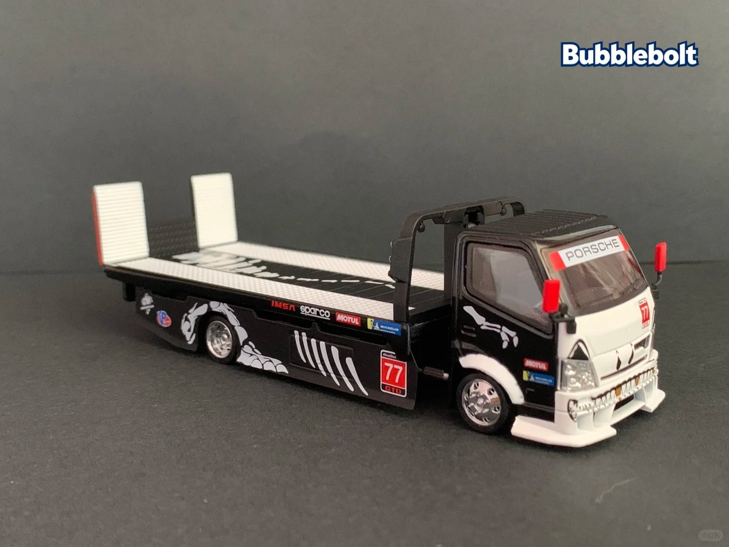 1/64 Mega Gear Custom Tow Truck Skeleton Dinosaur Flatbed Diecast Model