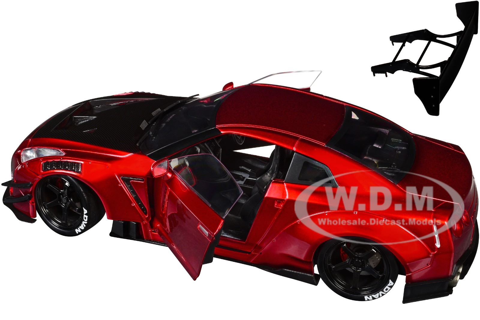 NISSAN GT-R (R35) LIBERTY WALK 2.0 RHD RED 1/18 DIECAST MODEL BY JADA 36465