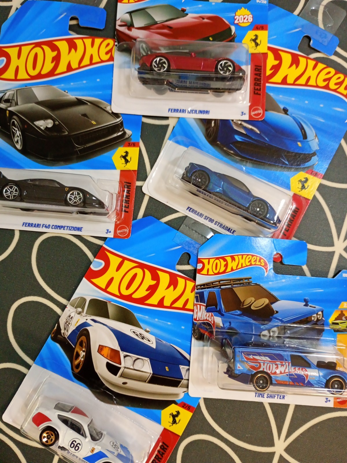 Mattel Hot Wheels Ferrari Collection SF90 365 F40 12Cilindri Time Shifter 5 CARS