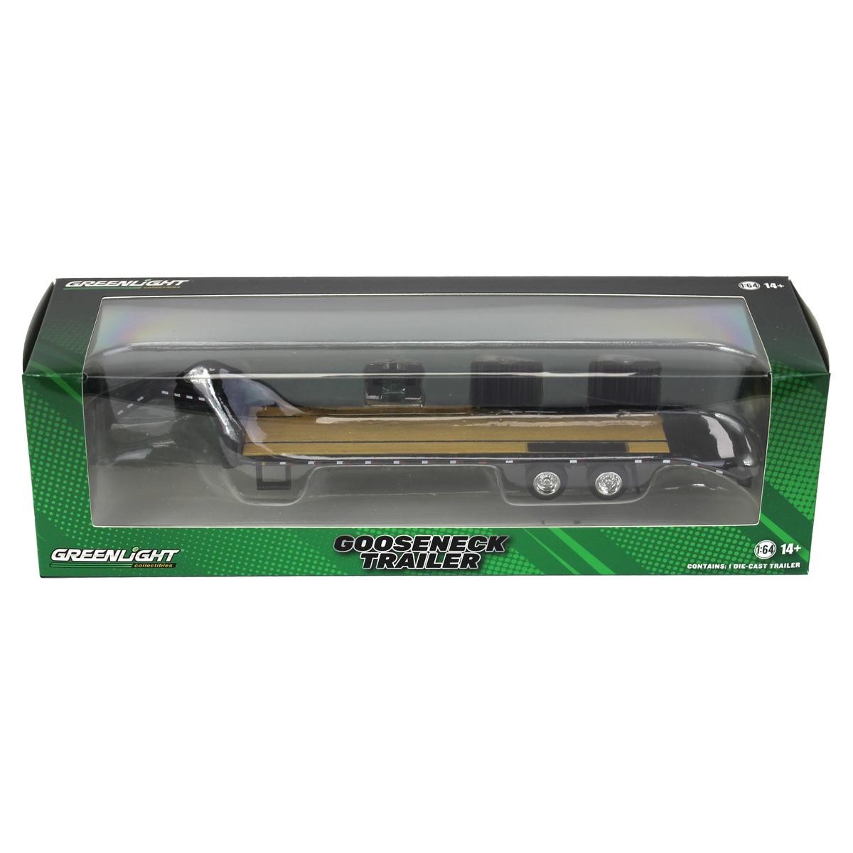 Greenlight 1/64 Gooseneck Trailer Black with Red White Conspicuity Stripes 30390