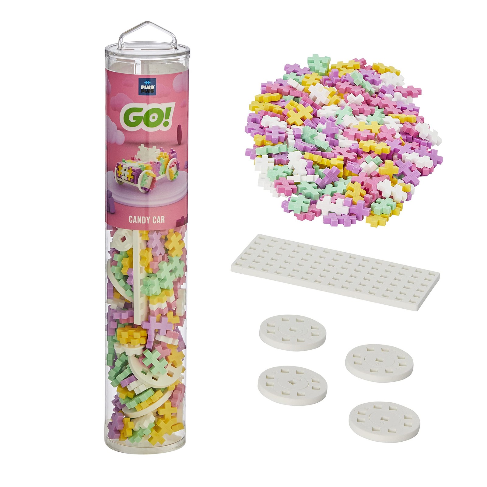PLUS PLUS Color Cars Tube, Candy – Car Building Kit, 200 Mini Hashtag Blocks …