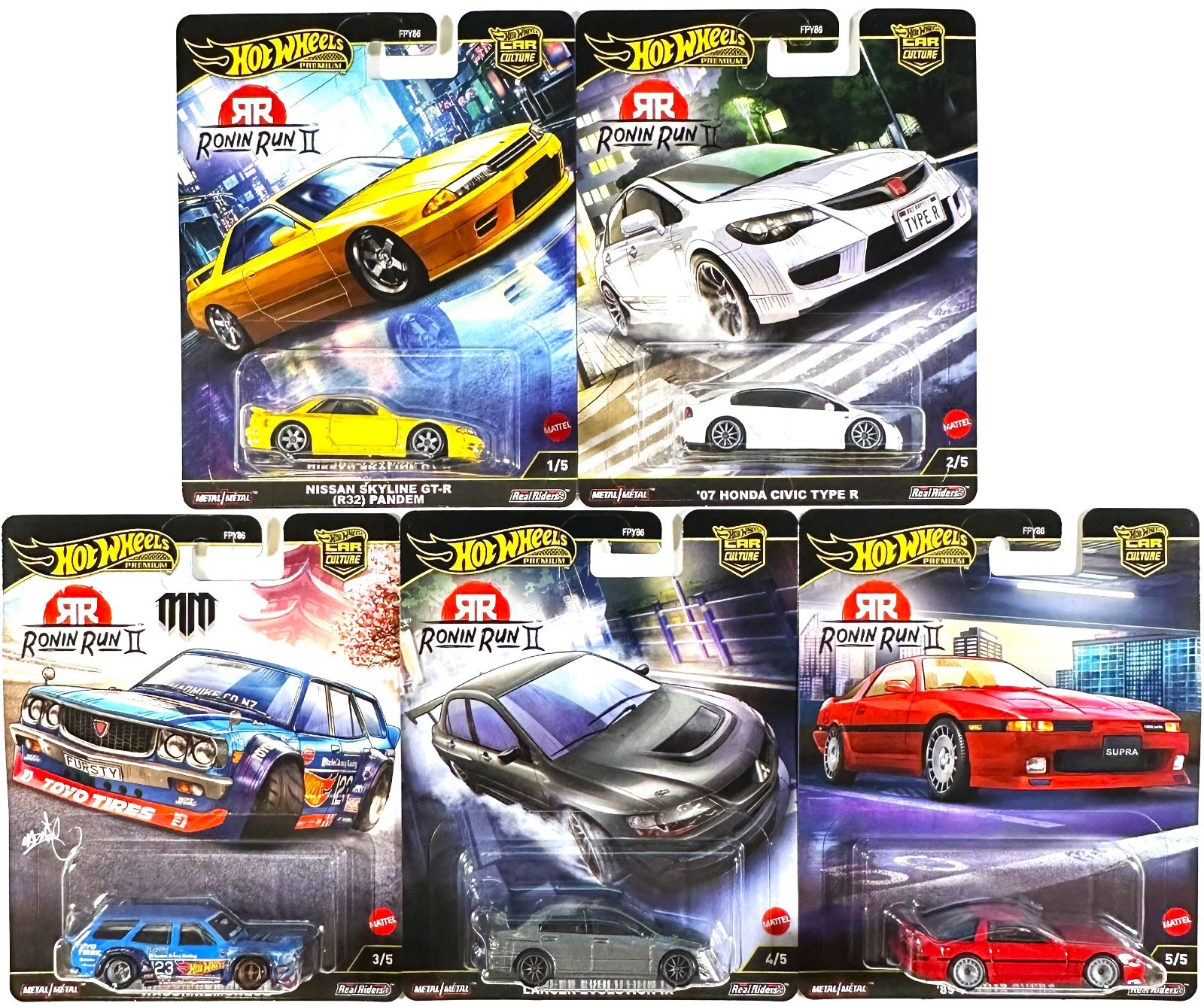 Hot Wheels 2025 Car Culture Ronin Run II – Set of 5