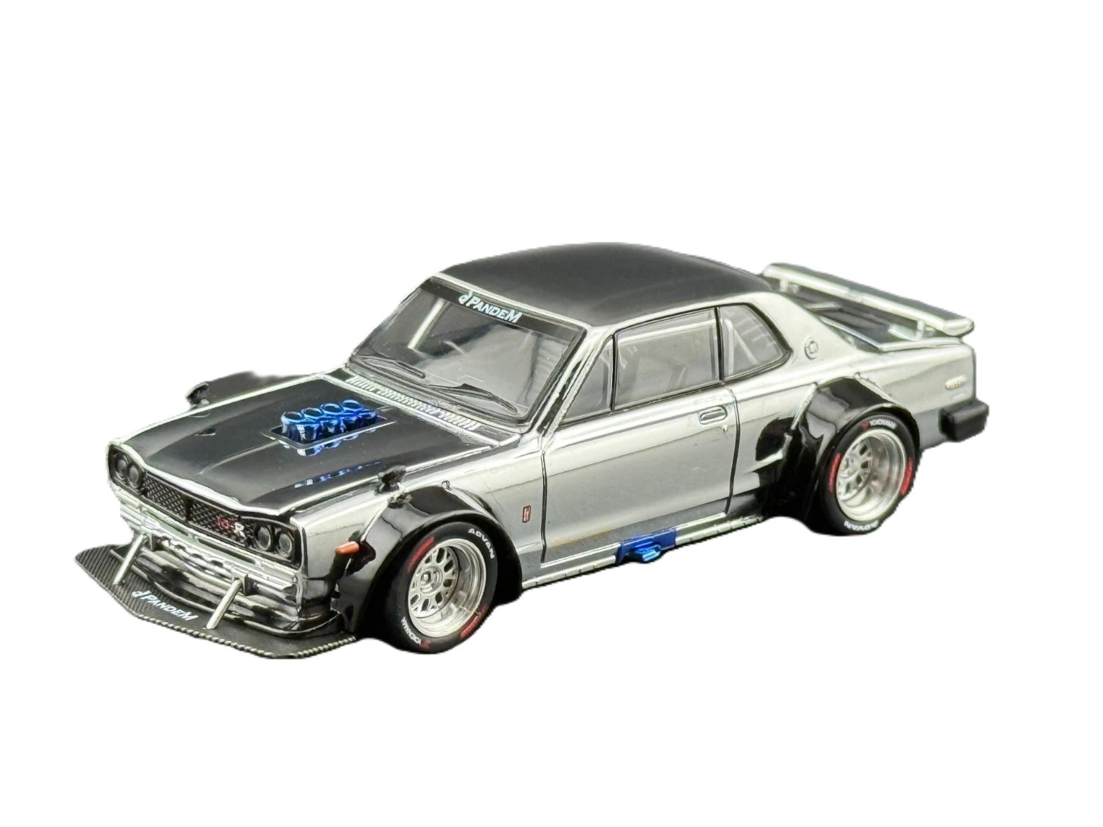 Pop Race 1:64 Nissan GT-R Drift Hakosuka Silver Chrome HK ToyCar Salon RP640330