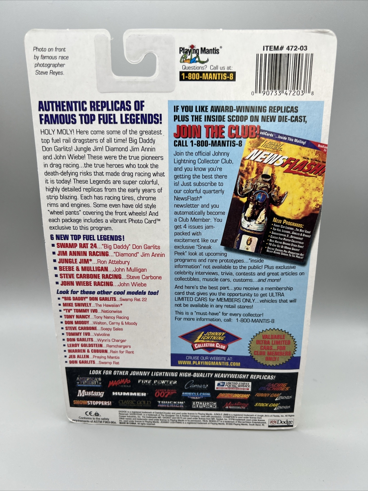 JOHNNY LIGHTNING DIAMOND JIM ANNIN RACING 1973 Season TOP FUEL LEGENDS 1:64