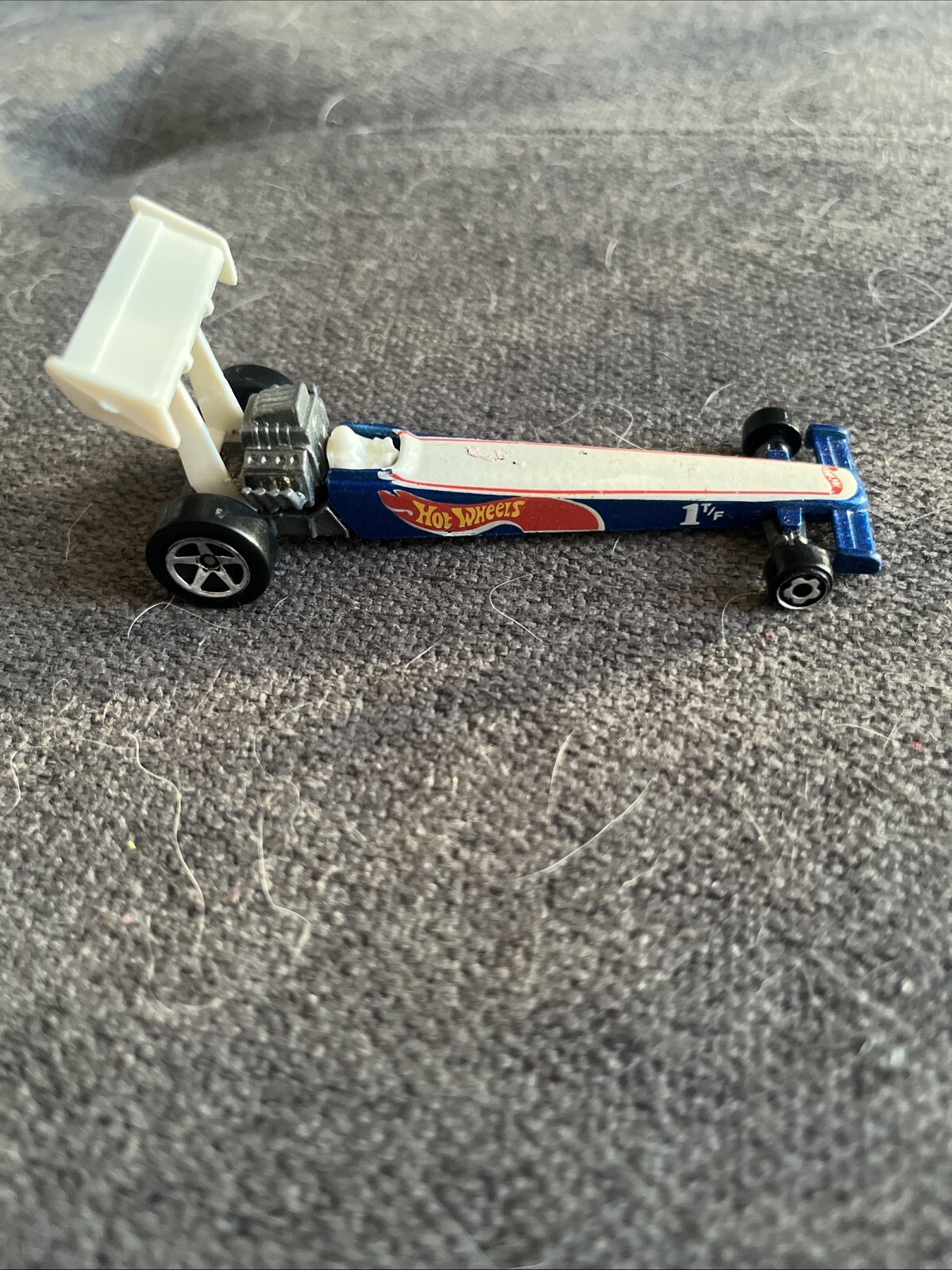 Hot Wheels Blue Race Team Dragster 1T/F w/5 Spoke Wheels Blue 1992 Malaysia