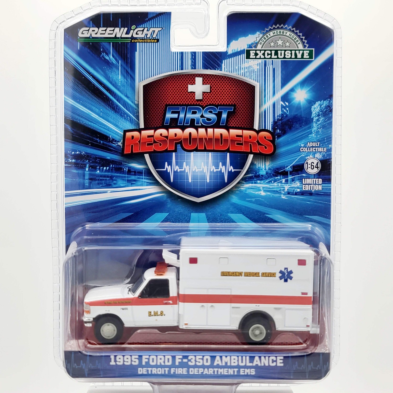 GreenLight ’95 Ford F-350 Ambulance “Detroit Fire Dept.” (2025 Hobby Exclusive)