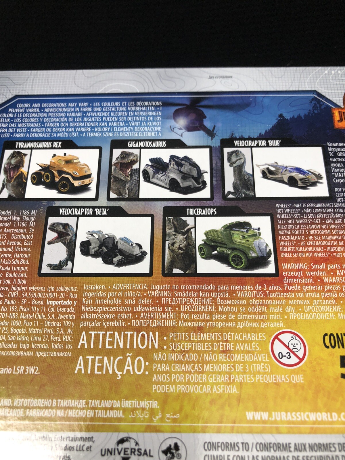 Hot Wheels Jurassic World Dominion 5 Pack Character Cars Set (Mattel) 2022 NEW