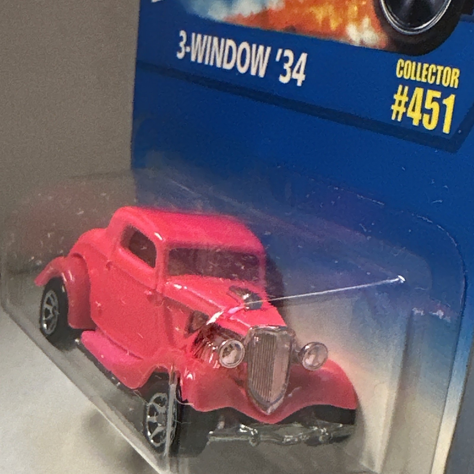 Hot Wheels 3-Window ’34 Hot Wheels Blue Card 1997 Pink 1:64 Diecast Unopened