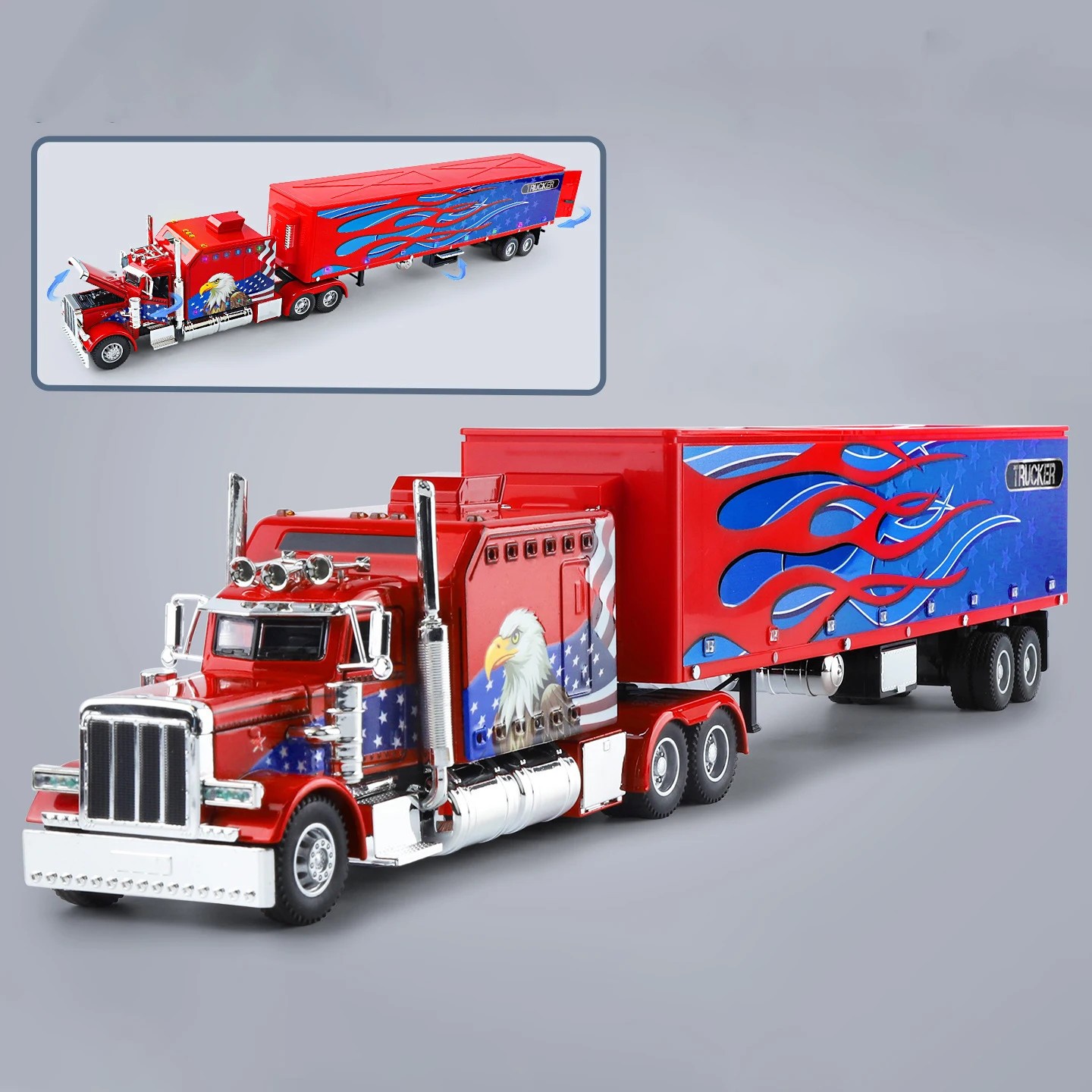 1:24 Peterbilt 389 Alloy Heavy Semi Trailer Truck Head Diecast Container Truck