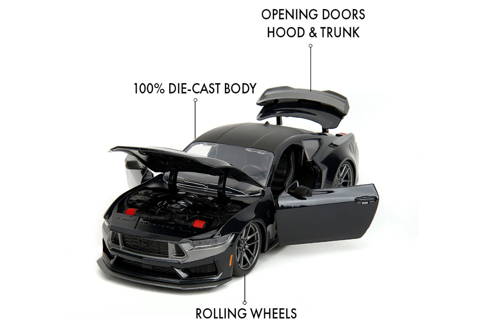 2024 FORD MUSTANG DARK HORSE BLACK 1/24 DIECAST CAR JADA TOYS 35278