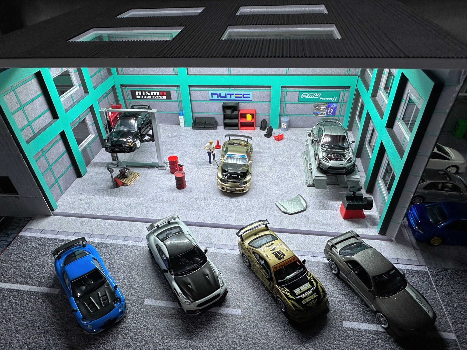 1/64 Scale Diorama Parting Lot Mode LED Lighting Car Display Case Scene Decor US
