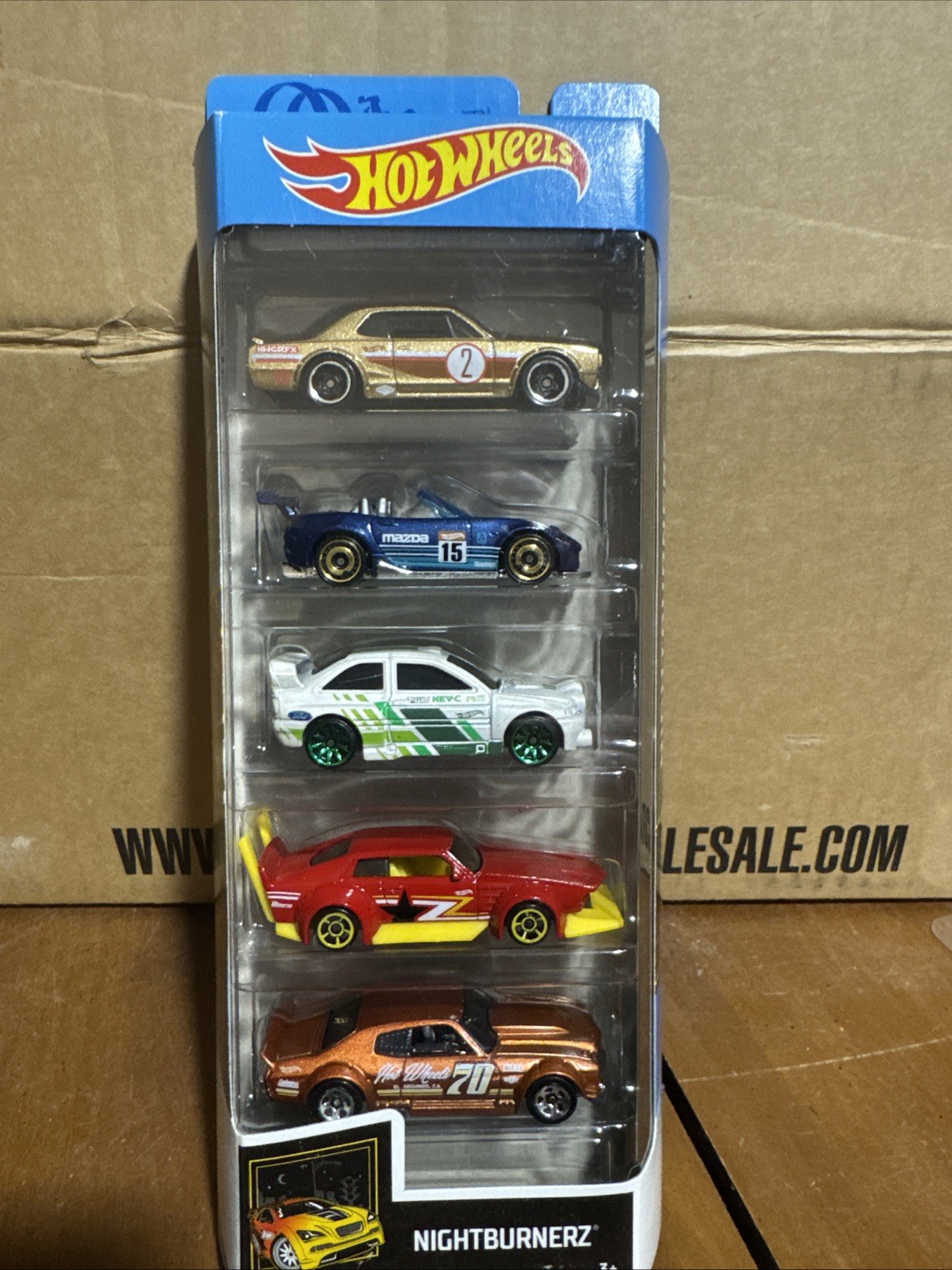 Hotwheels Nightburnerz 5 Pack Nissan/mazda/ford/mad Mango /chevy