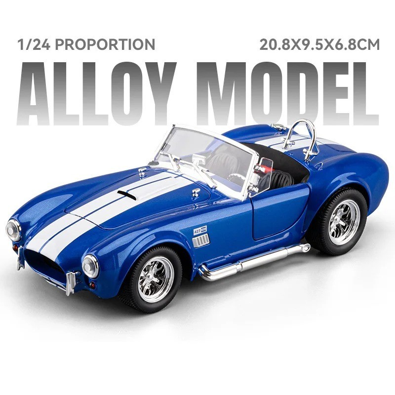 1:24 Ford Shelby Cobra 427 S/C Diecast-Light Sound Vintage Charm for Collectors