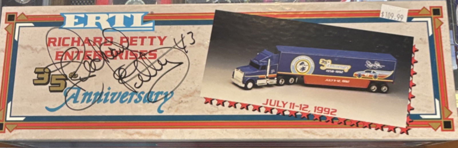Ertl Richard Petty 35th Anniversary International 1:64 Blue Diecast autographed