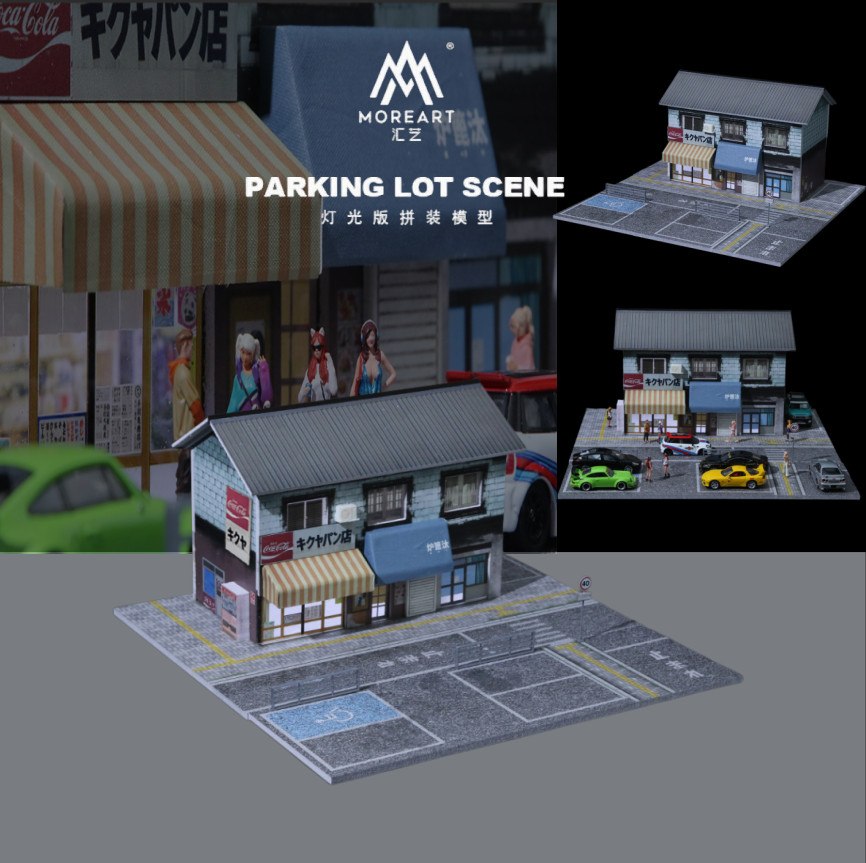 Diorama 1/64 Diecast Garage Model LED Lighting Parking Lot Display Case Scene US
