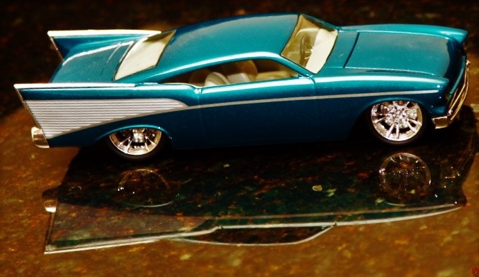 57 Chevy Classic Custom Concept Hot Rod Race55Promo Car Carousel BLU 124 118 112