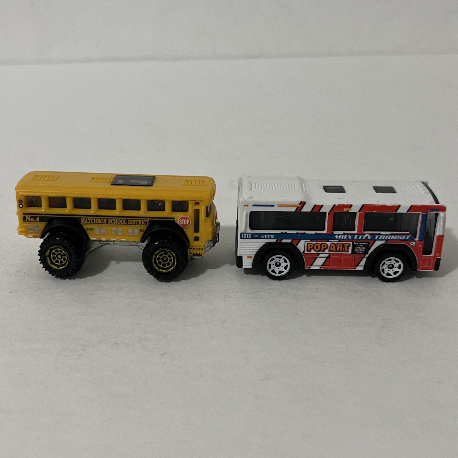 Matchbox Cars Lot Of 5 Trucks 1:64 – Travel Tracker, Pop Art, School Bus & More