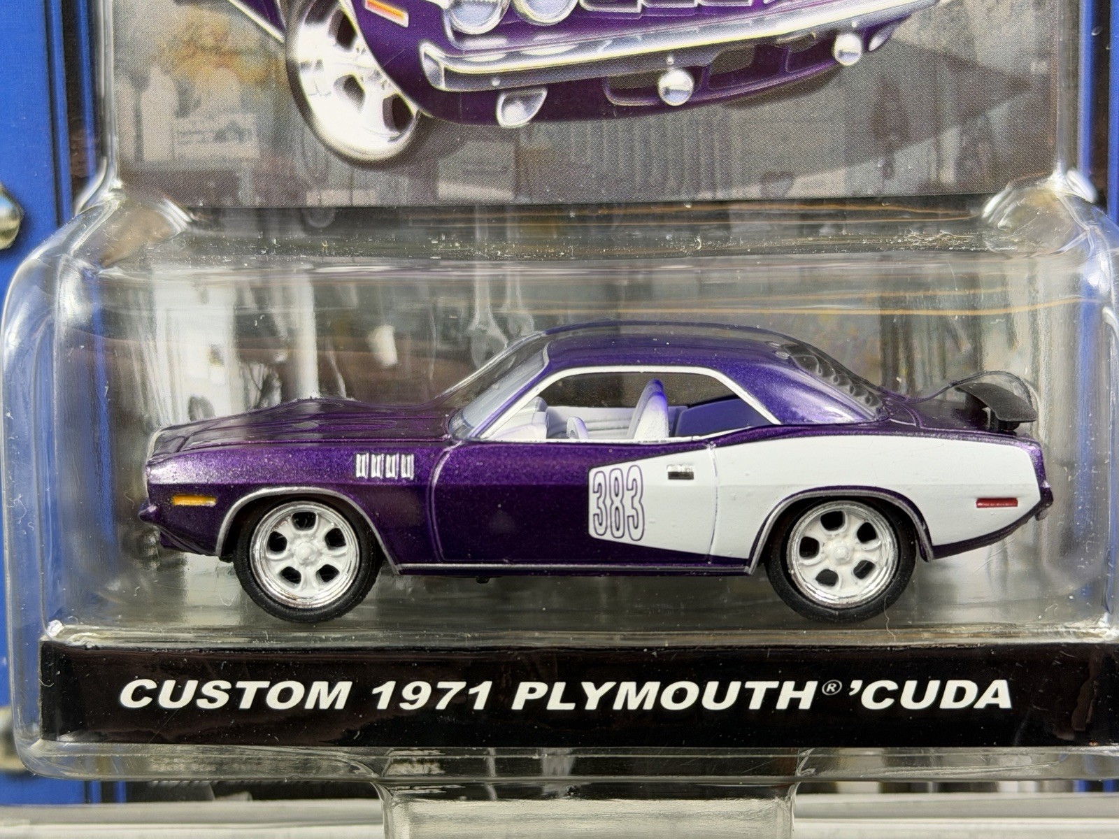 Greenlight Muscle Car Garage Custom 1971 Plymouth Cuda Purple 1:64 2007 NIP