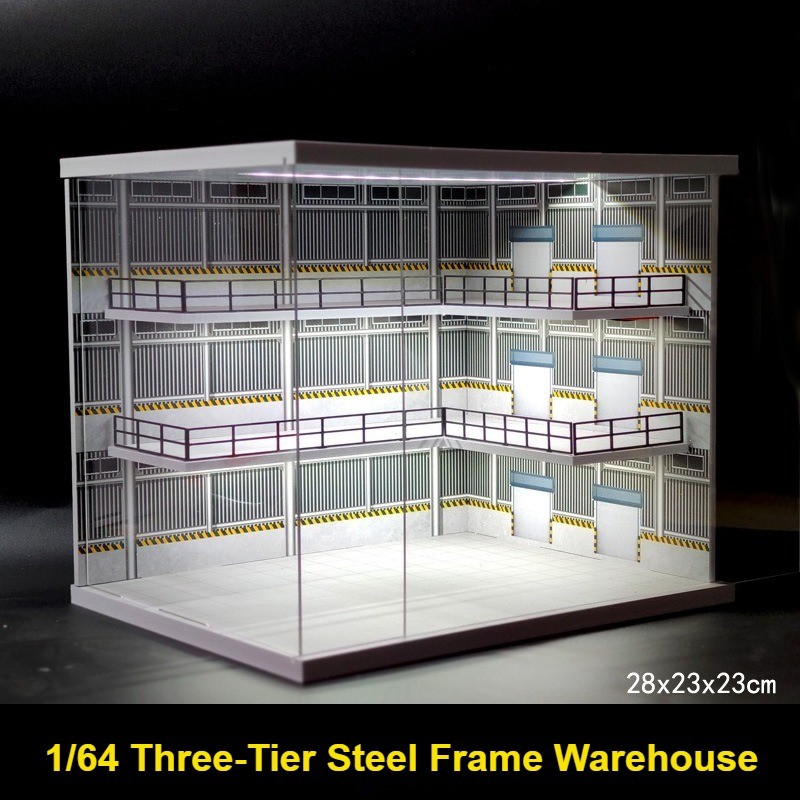 Diorama 1/64 Diecast Car Garage Model LED Lighting Car Display Building Scene US