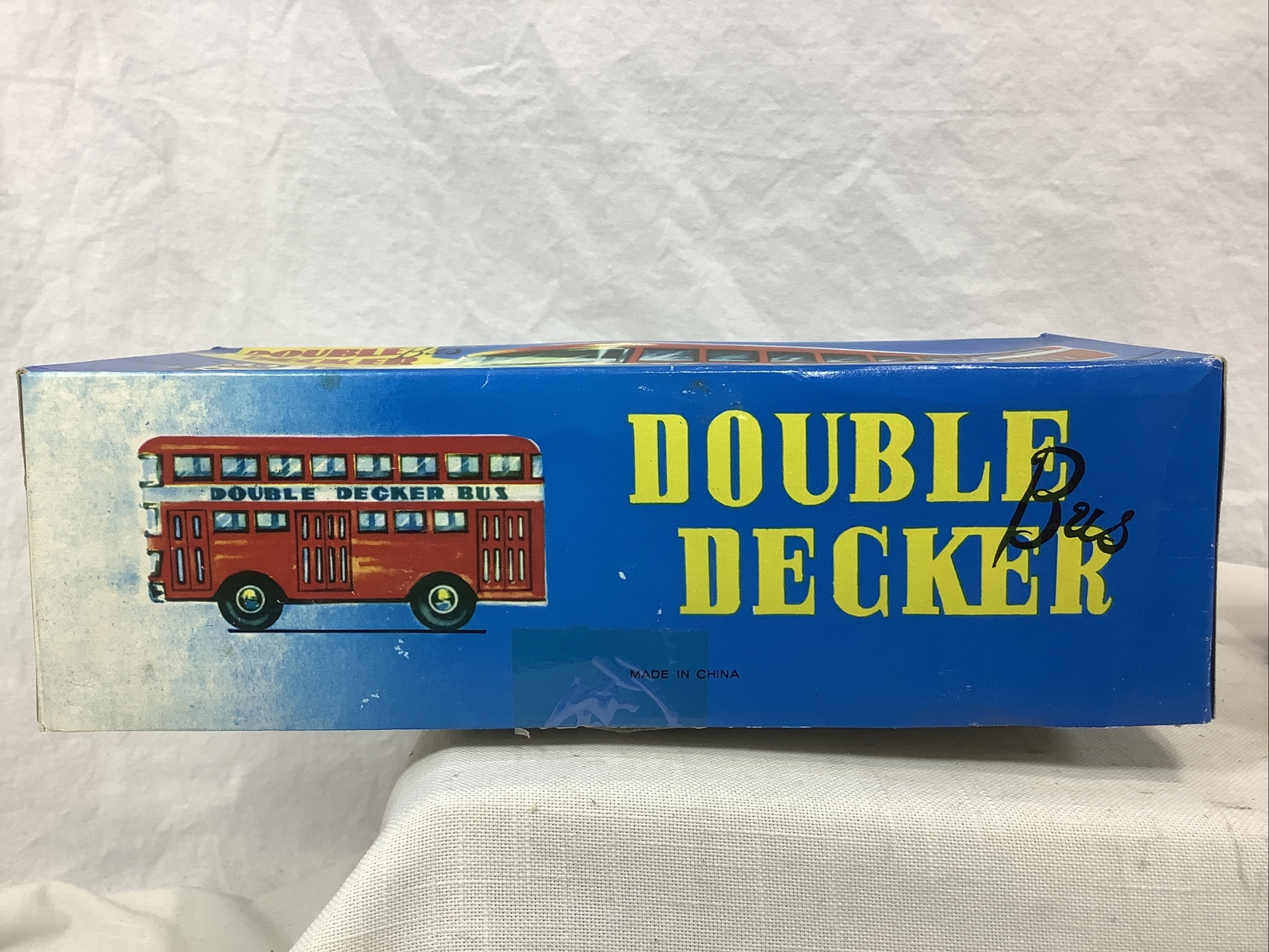 Vintage Chinese Tinplate Friction Drive Double Decker Bus MF 185 – Red NOS