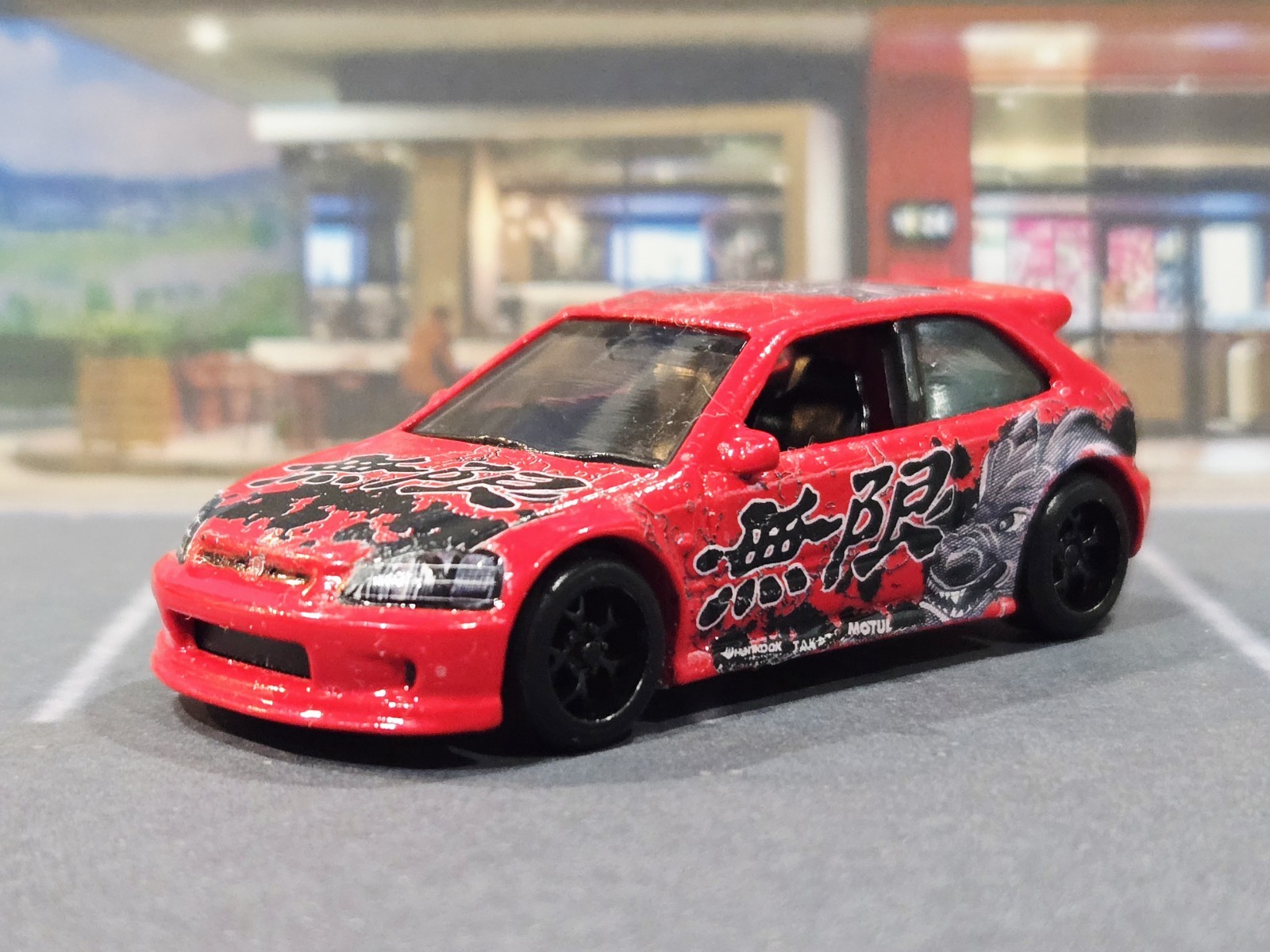 😎👍 CUSTOM Hot Wheels ’99 Honda Civic Type R (EK9) New Red Paint Real Riders