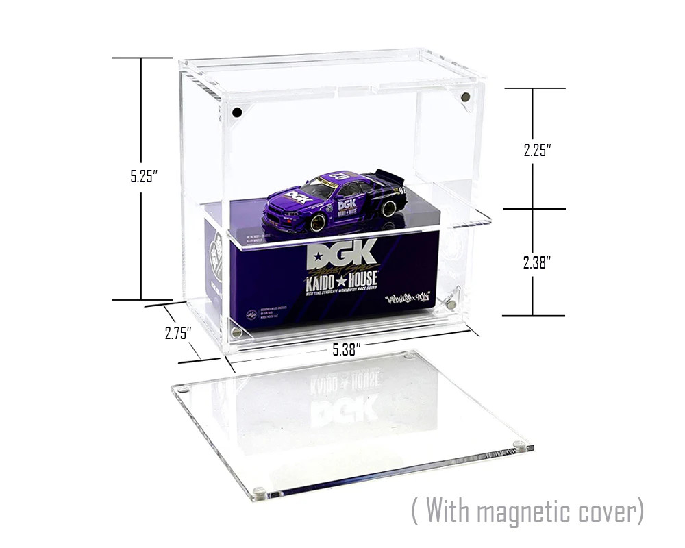 Showcase 1:64 2-Car Desk Top Collector Display Case with Cover (5″ x 2.5″ x 4.75