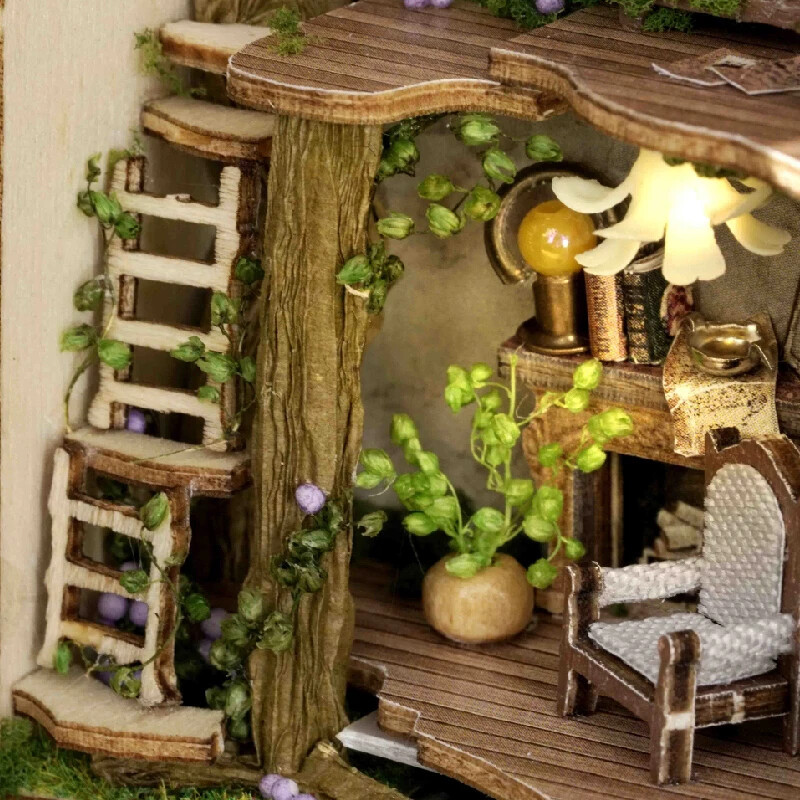 DIY Wooden Dollhouse Kit Furniture LED Lighting Wooden Building Model Gifts