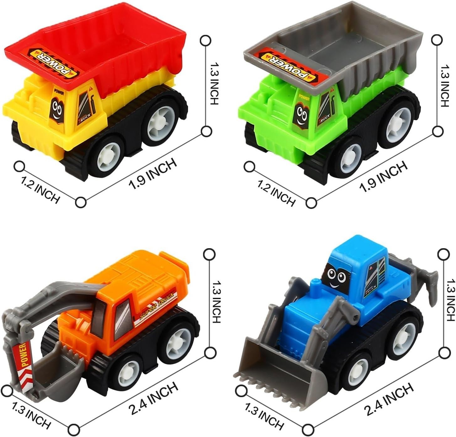 Funcorn Toys Pull Back Car 12 Pcs Mini Truck Toy Kit Set Dumper Excavator