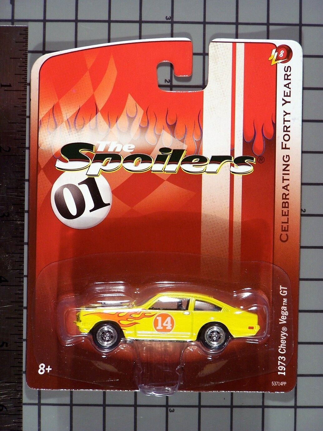 Johnny Lightning 2009 Spoilers Celebrating Forty Years, ’73 Vega GT, yellow #14
