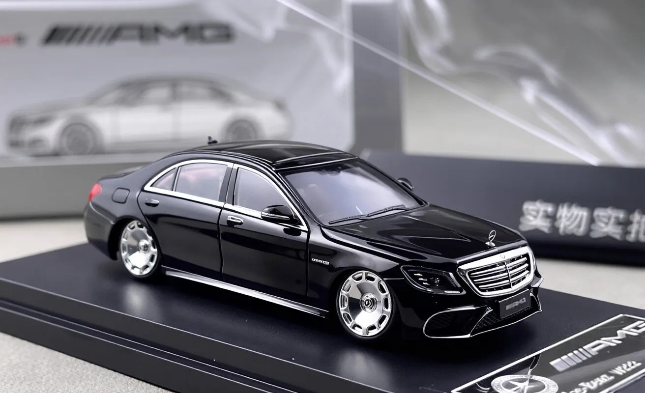 RM 1:64 Black S63 W222 V12 VIP Luxury Sedan Sports Model Diecast Metal Car