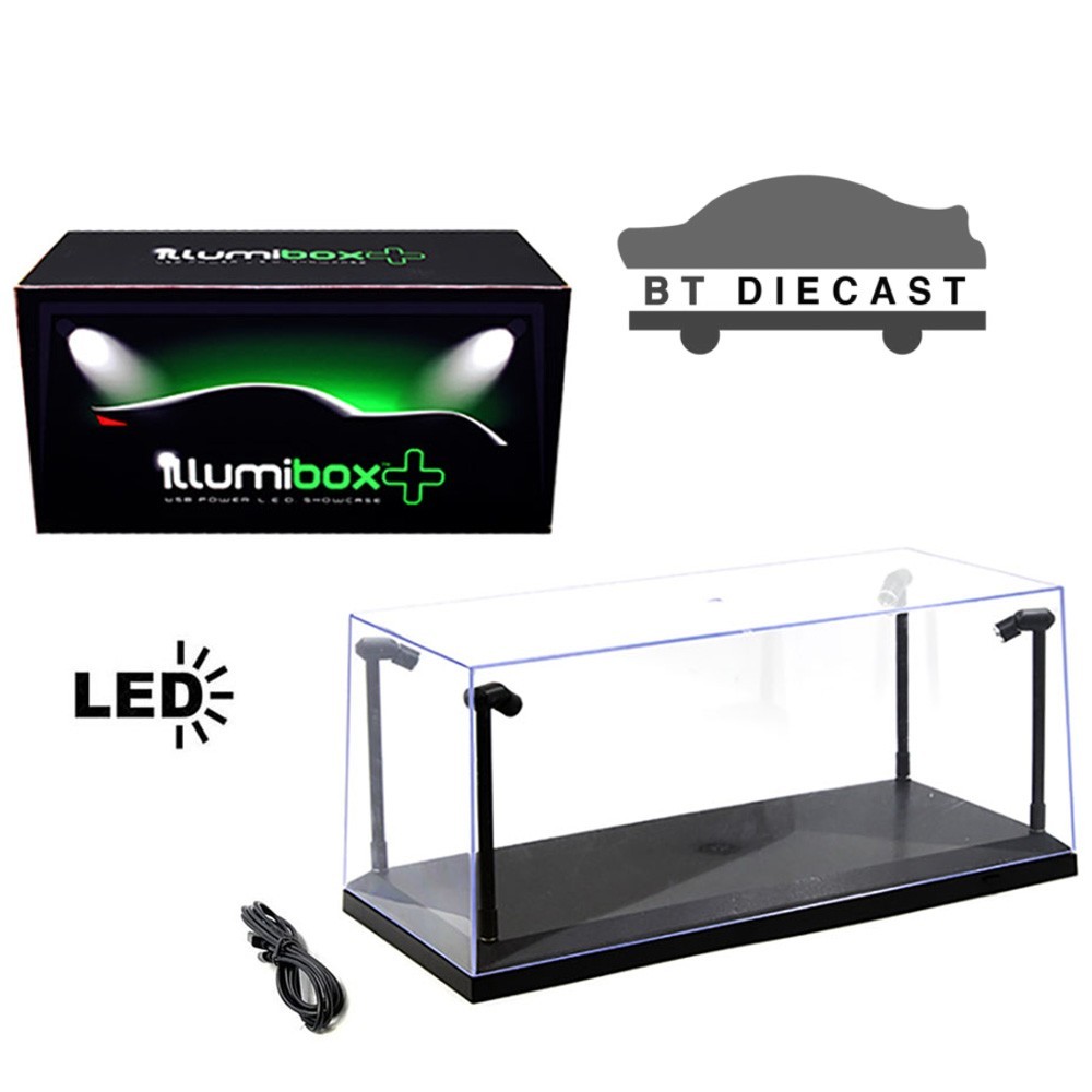ILLUMIBOX CLEAR DISPLAY SHOW CASE LED LIGHTS FOR 1/18 MODEL BLACK BASE 14001